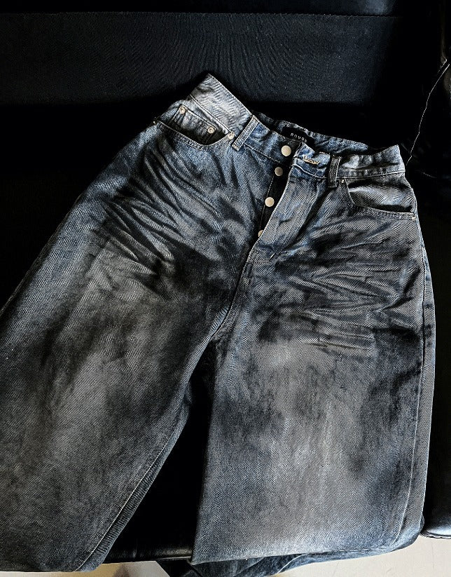 mud-Washing denim pants
