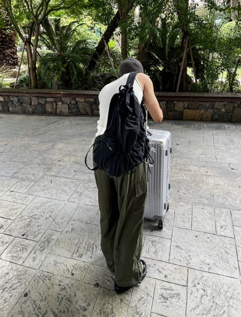 nylon cargo string pants