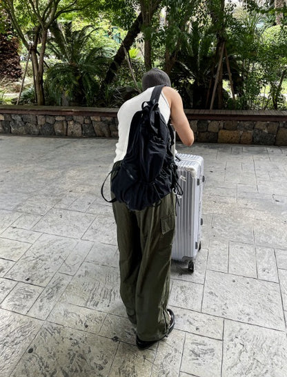 nylon cargo string pants