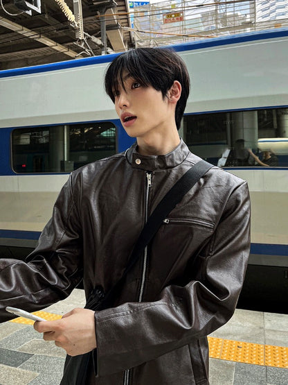 Concrete Crack Leather Jacket