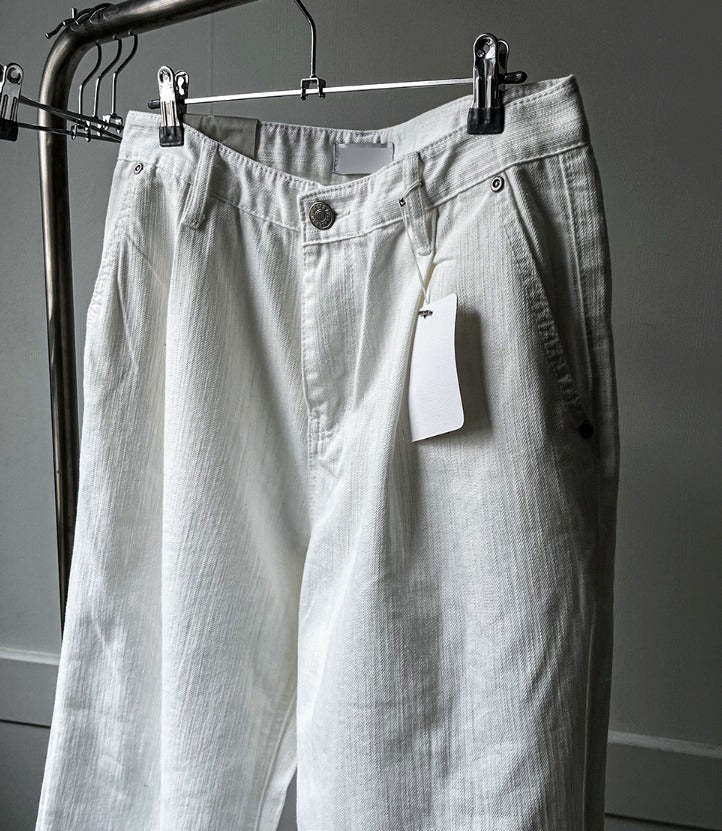 slob white wide denim pants