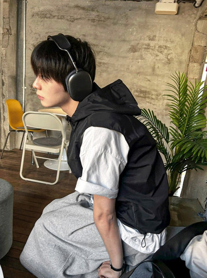 Cropped Nylon Hooded Vest