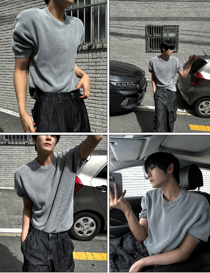Dominic Pigment Round Neck Short Sleeve Knit