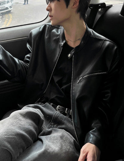 Premium Crop Leather Jacket