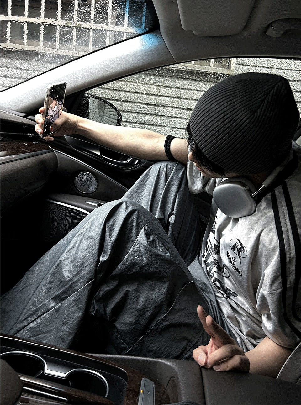 Glossy Wide Gorpcore Nylon Jogger Pants