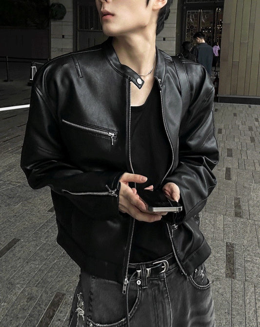 Premium Crop Leather Jacket