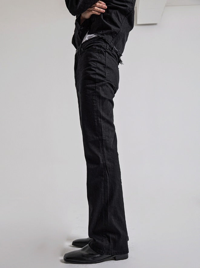 Damage Over Semi Bootcut Denim Pants