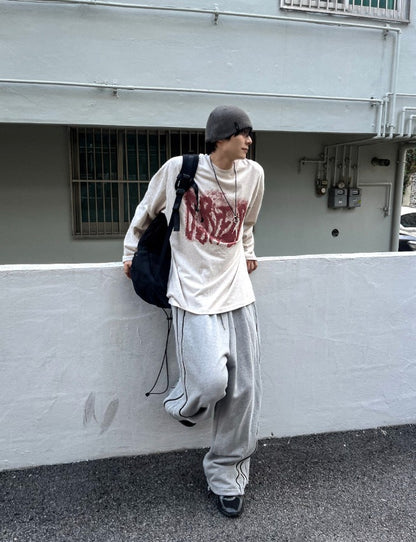 Piping Wide Sweat Sweat Pants