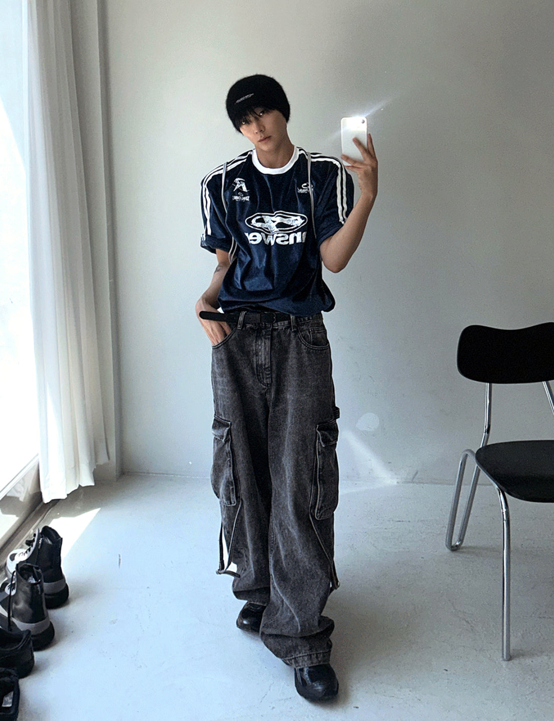 Perendi Velvet Track Round Short Sleeve Tee