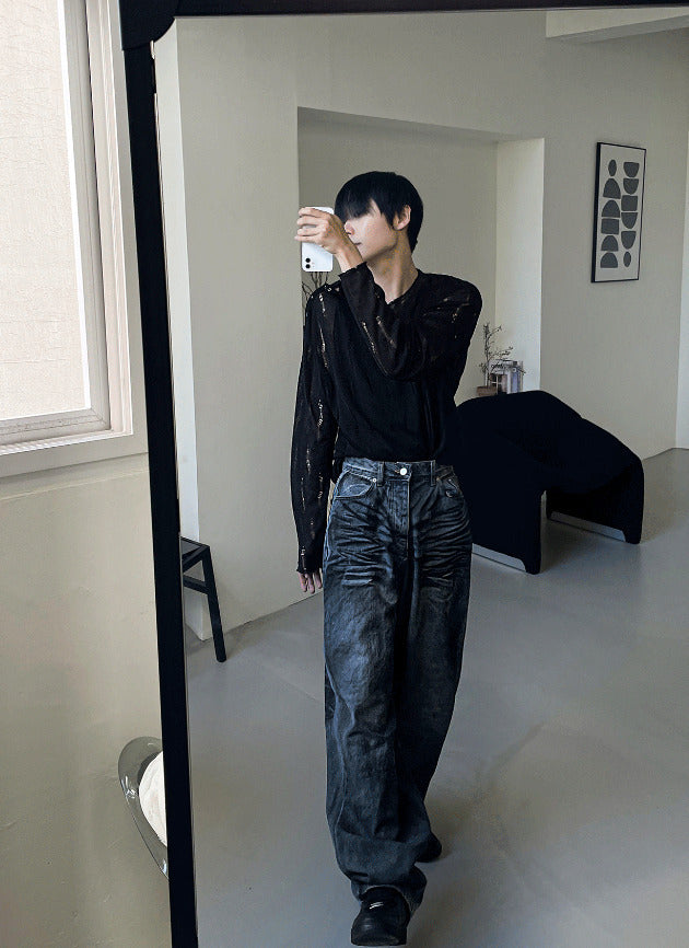 mud-Washing denim pants