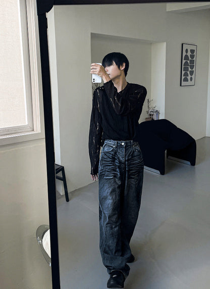 mud-Washing denim pants