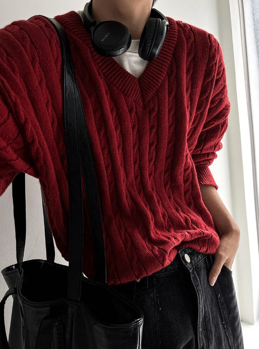 cliff twist V-neck knit