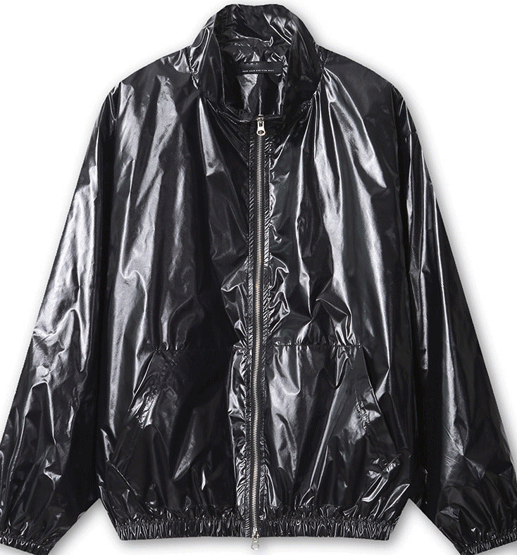 lochammu two-way glossy windbreaker jacket