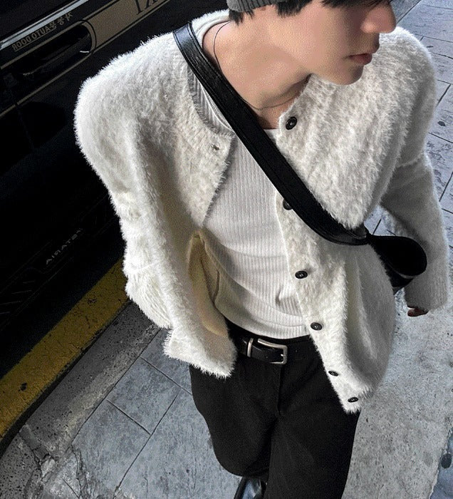 24FW New Thick Angora Semi-Oversized Cardigan
