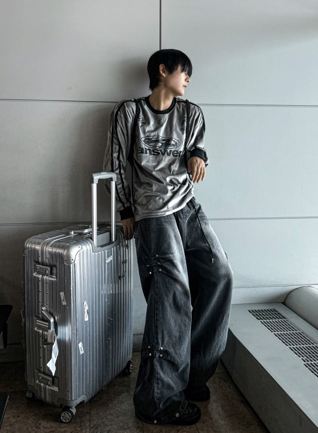 Riveted Pleated Denim