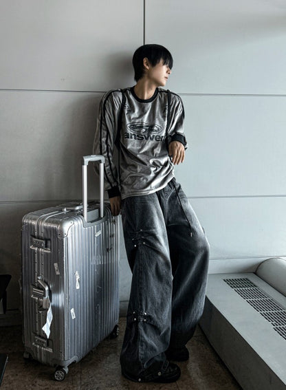Riveted Pleated Denim