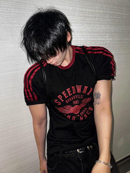Printing Ringer Track Short Sleeve T-shirt