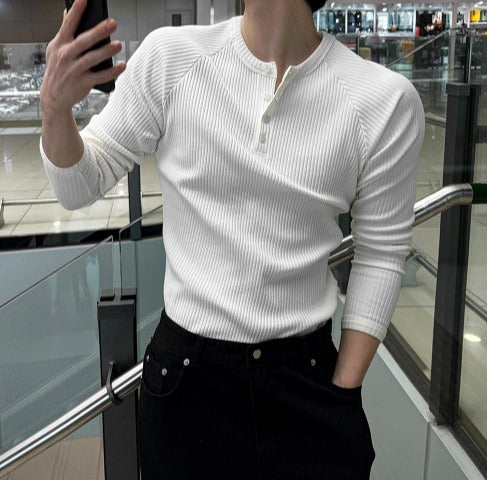 Henry neck muscle fit Raglan V-neck knitwear