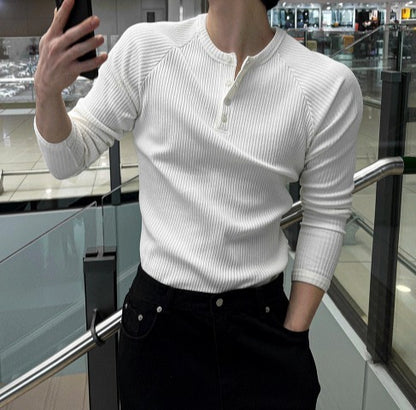 Henry neck muscle fit Raglan V-neck knitwear