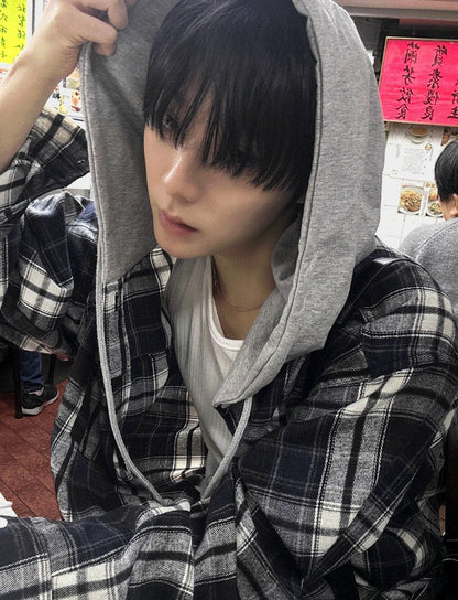 Western Checkered Hooded Shirt
