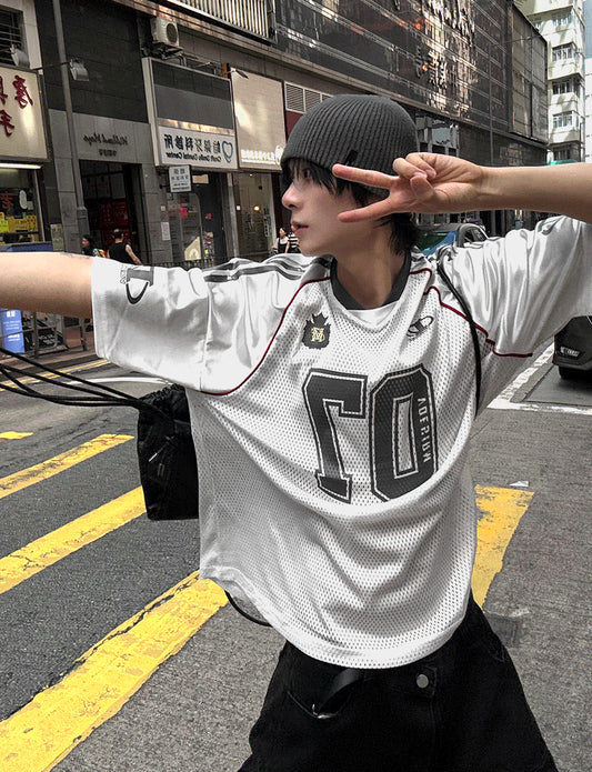 Matte Black & Silver White Track Short-Sleeve Tee