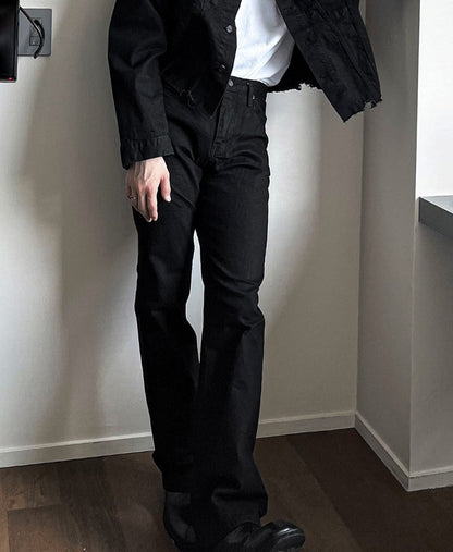 Damage Over Semi Bootcut Denim Pants