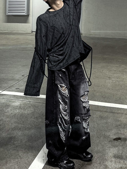 Denim Destroyed Pants