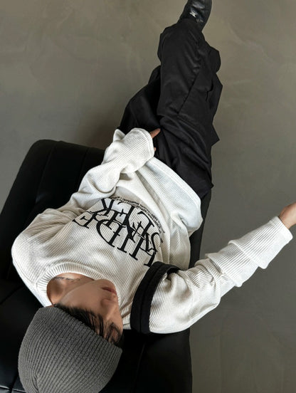 dope lettering knit long-sleeved