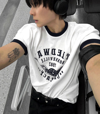 Printed Ringer Short-Sleeve Tee