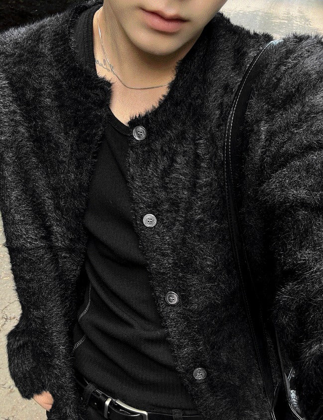 24FW New Thick Angora Semi-Oversized Cardigan