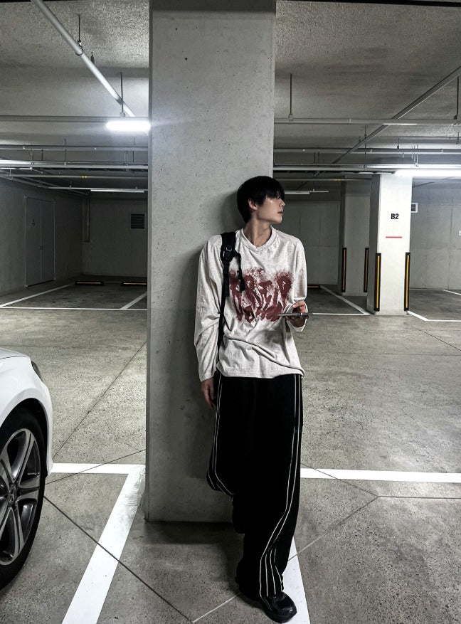 Piping Wide Sweat Sweat Pants