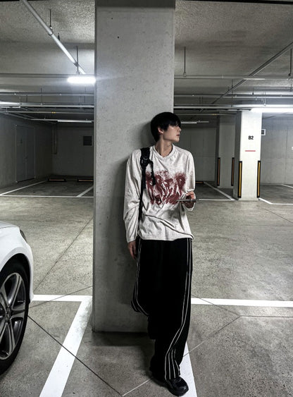 Piping Wide Sweat Sweat Pants