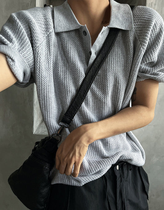 Peanut Openwork Short Sleeve Knit