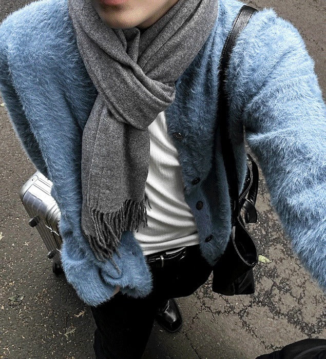 24FW New Thick Angora Semi-Oversized Cardigan