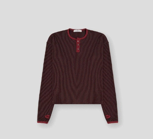 Fingerhole Waffle Henley Neck