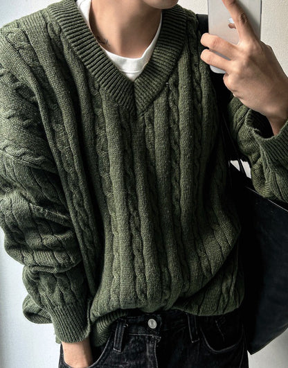 cliff twist V-neck knit