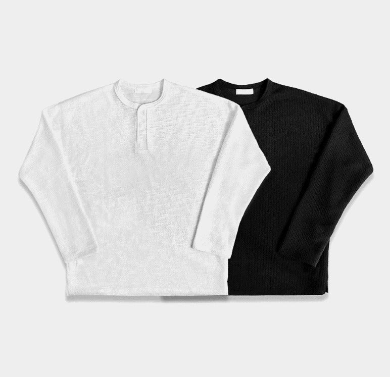 Tweed Henry Neck Long-Sleeved T-Shirt