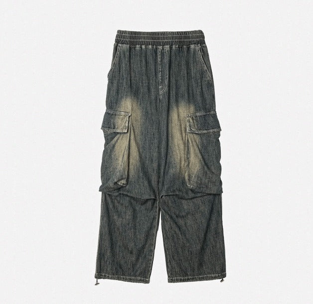 Summer Cool Cargo Banding Denim Pants