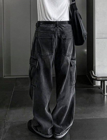 New Jeans Wide Cargo Pocket Denim Pants