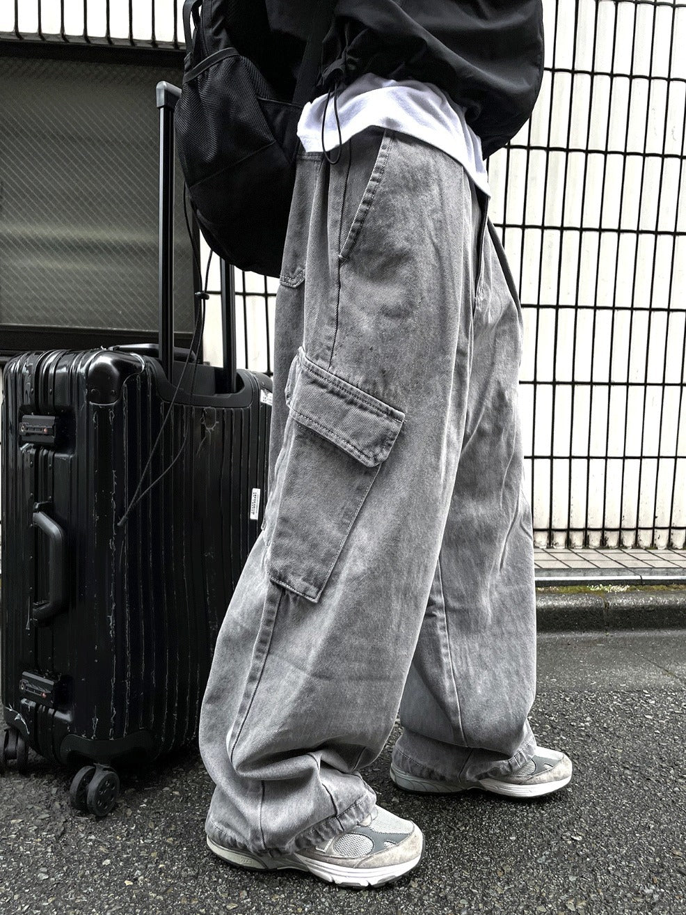 Pigment Balloon stitch Cargo Denim Pants