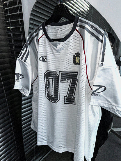 Matte Black & Silver White Track Short-Sleeve Tee