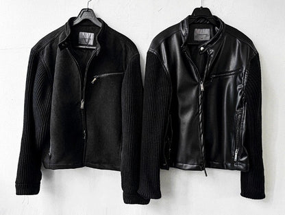 Deep black knit suede jacket [Deep black]