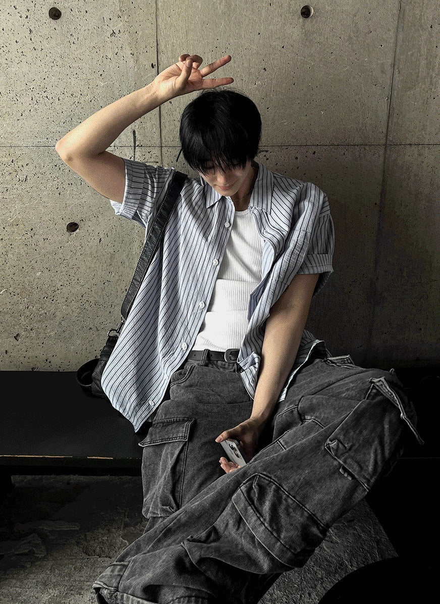 Ale Stripe Linen Short Sleeve Shirt