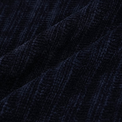 Velour Ribbed Round Neck Long Sleeve Knit Tee