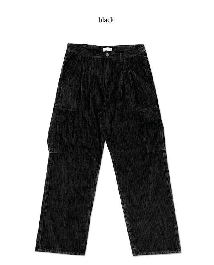 Two tuck washed wide cargo denim