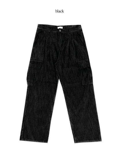 Two tuck washed wide cargo denim