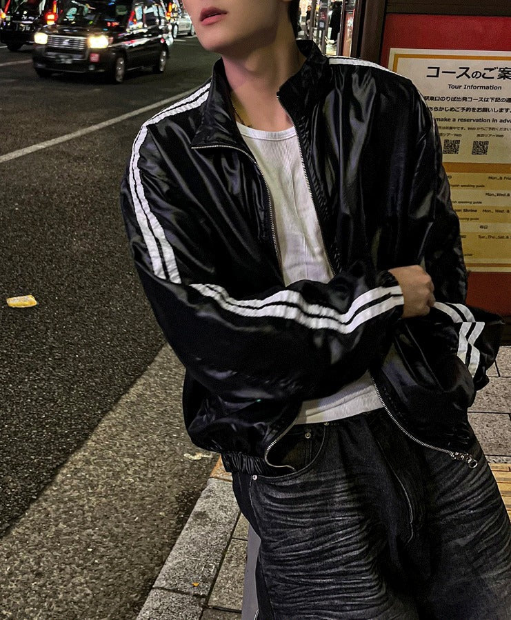 glossy track windbreaker