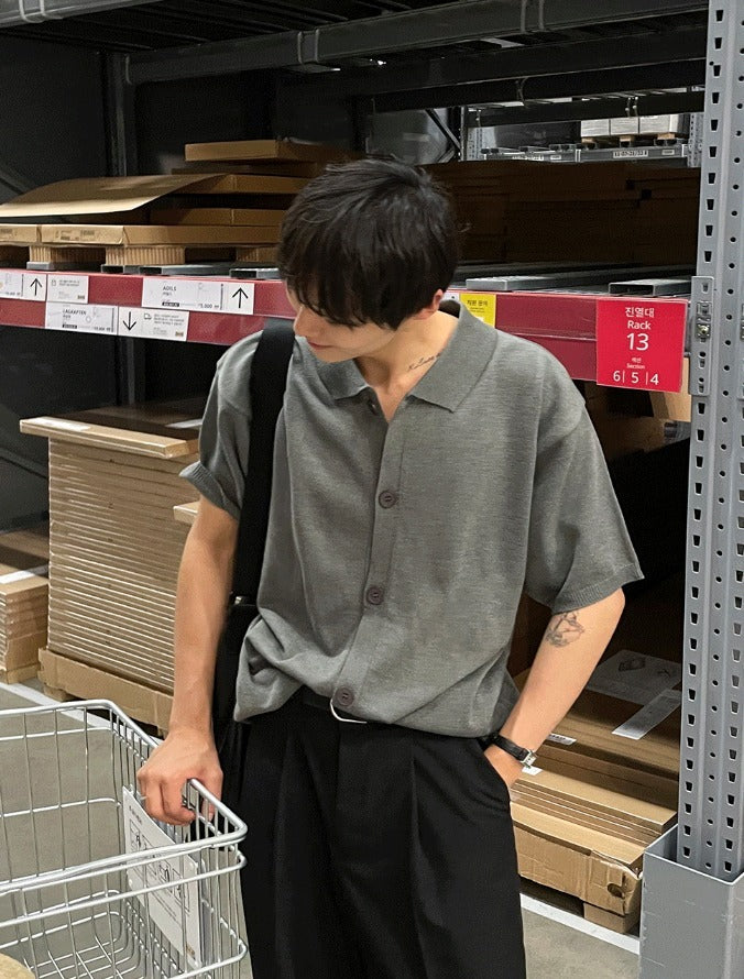 Cardigan-Style Short Sleeve Knit