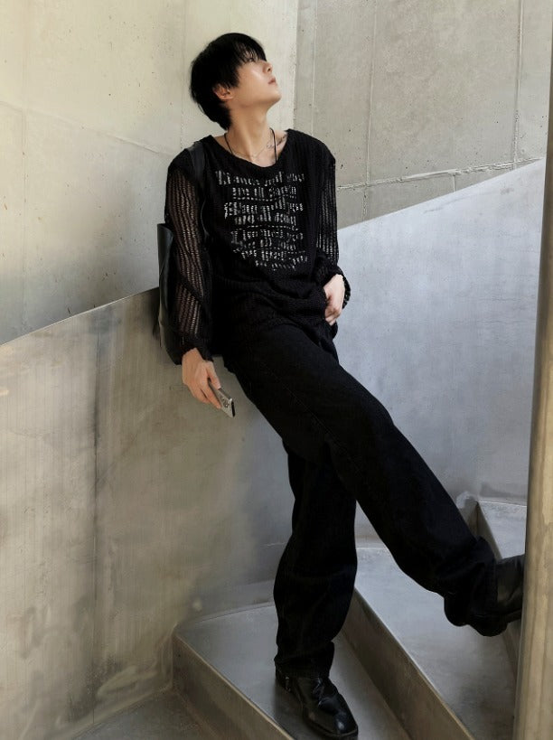 Munts Grunge Mesh Printed Knit