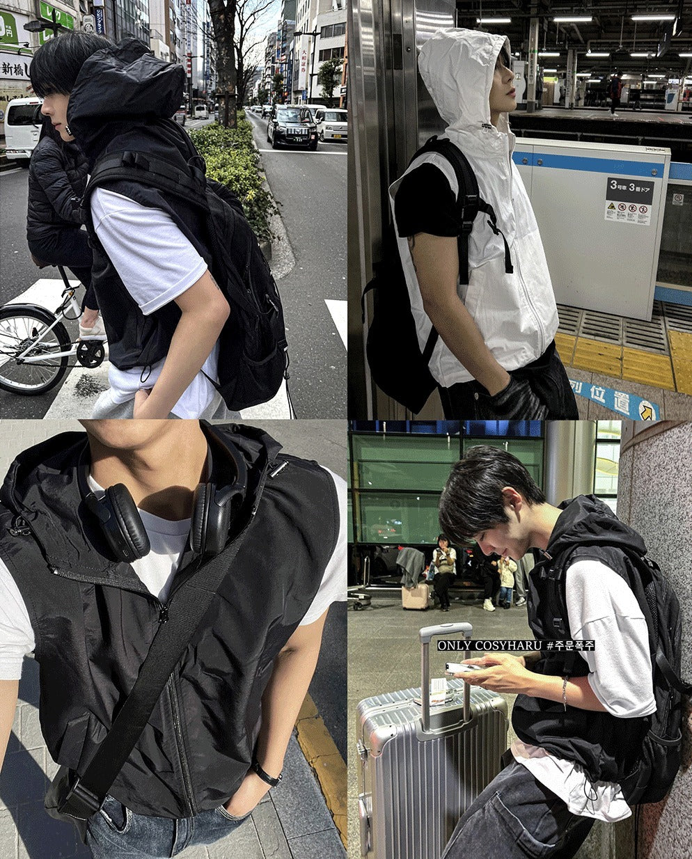 crop nylon hooded vest